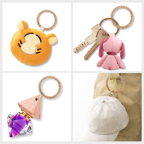 1-Inch Twisted O Ring Keychain Clips - 4 Pack Light Gold