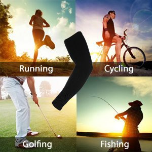 Cooling UV Protection Arm Sleeves for Sports - Medium, Black