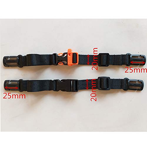 Adjustable Backpack Chest Strap - Nylon, 2 Pack - Black