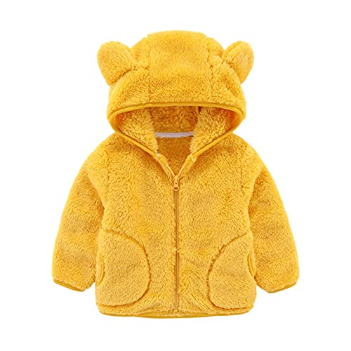 Fleece Bear Ears Hooded Jacket for Toddler Boys - Yellow, 5-6 Years