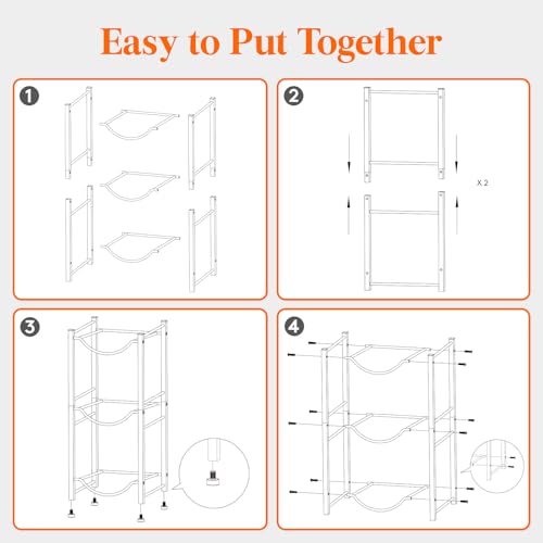 Lifewit 5 Gallon Water Jug Holder, 3 Tier Water Bottle Stand, Heavy Duty Water Dispenser Rack with 3 Slots for Gallon Jugs, Detachable Water Storage Shelf Organizer for Home Living Room Office, Black