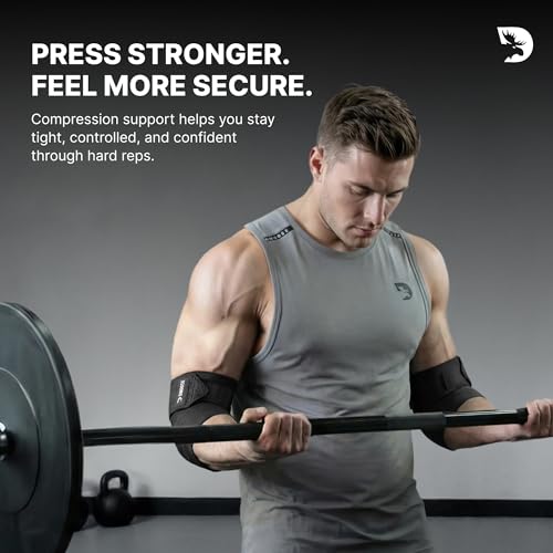 Adjustable Elbow Wraps for Weightlifting - One Size Black
