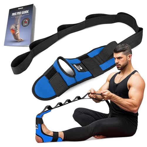DMoose Fitness Blue Foot & Calf Stretching Strap for Plantar Fasciitis & Flexibility - Adjustable Yoga Leg Support