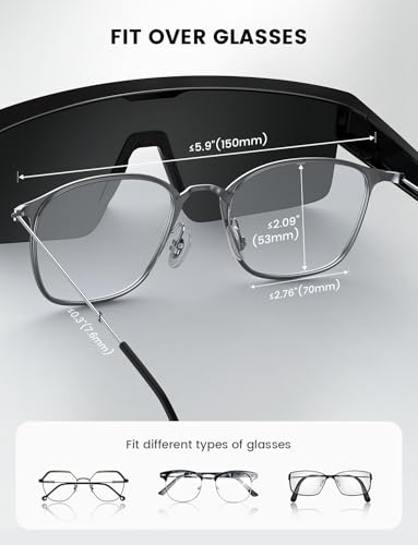 Lamicall Polarized Over Glasses Sunglasses Black Frame Gray Lenses UV400 Protection