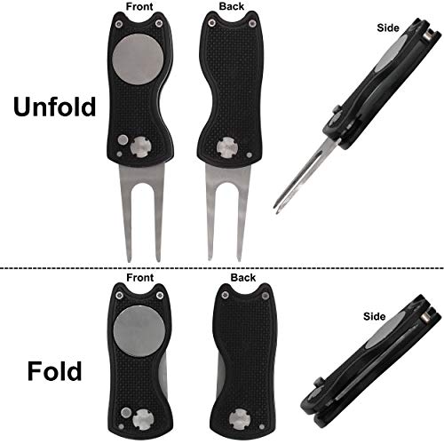 Golf Divot Repair Tool with Magnetic Ball Marker - Black
