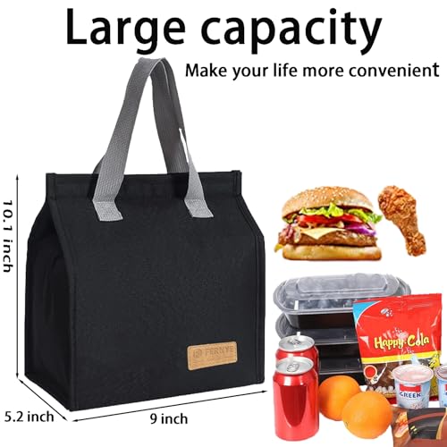 Insulated Lunch Bag - Waterproof Thermal Tote for Work & Picnic - Black