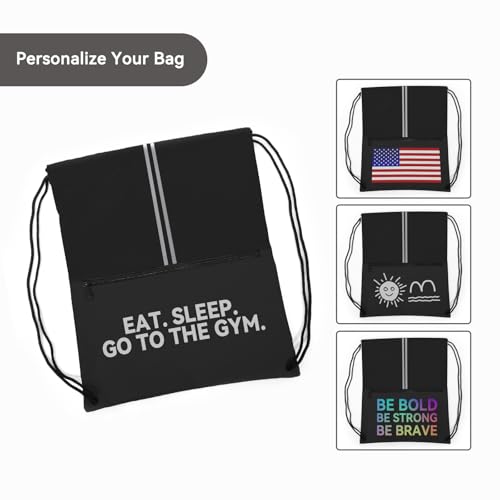 Drawstring Backpack Gym Bag - Lightweight Two Tone Black