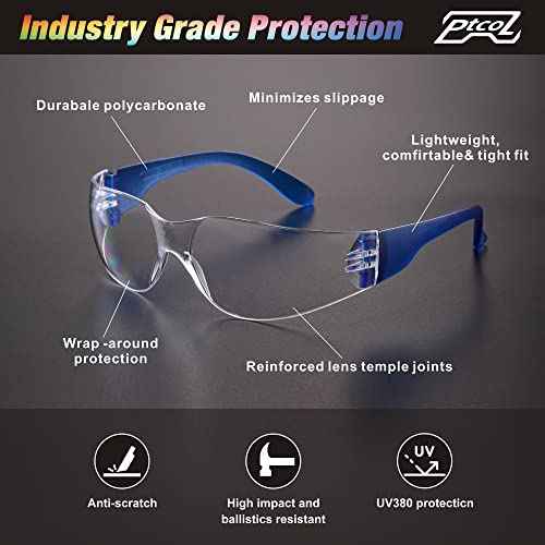 28 Pack Safety Glasses in 7 Colors (Bulk Pack of 24+4) Unisex Clear Anti-Scratch Protective Goggles Impact Resistant Lens Eyewear with ANSI Z87.1 EN166 for Construction, Shooting and Laboratory