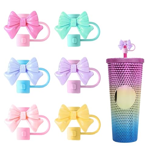 Silicone Bow Straw Covers for Starbucks Cups - 6 Pack