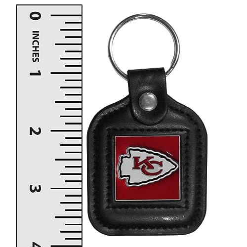Kansas City Chiefs Square Leather Key Chain - One Size - Black