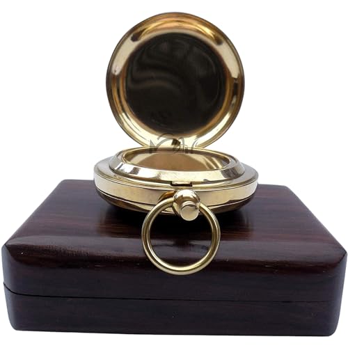 MAH Brass Compass Gift – Classic Edition with Wooden Box for Graduation, Birthday & Keepsake
