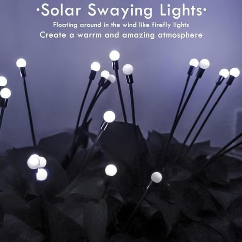 48 LED Solar Halloween Lights - 6 Pack Purple & Orange Waterproof Firefly Lights for Garden & Patio Decor