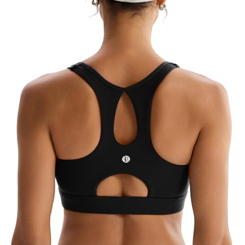 RUNNING GIRL High Support Sports Bras for Women B-DD, Large Black