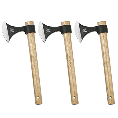 WICING Throwing Axes 3 Pack - 16.2-inch High Carbon Steel & Wooden Handles - for Axe Throwing Recreation & Competition - Throwing Tomahawks - 3P
