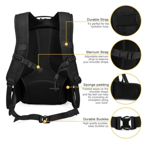 Mardingtop 28L Black Tactical Molle Backpack for Hiking & Outdoor Activities