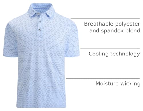 Esabel.C Men's White Rhombus Moisture Wicking Polo Shirt XL - Short Sleeve Golf Tee