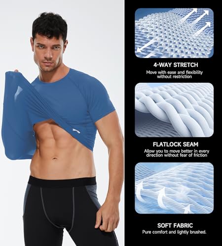 Men's Short Sleeve Compression Shirt - Cool Dry Athletic Undershirt