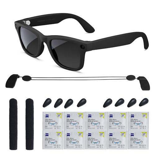 Smart Glasses Accessories Kit for Ray-Ban Meta/Gen 2 and Oakley Meta HSTN, Includes 10Pcs Lens Cleaning Papers, 4 Pairs Nose Pads, 1Pc Adjustable Anti-Drop Lanyard & Non-Slip Glasses Holder