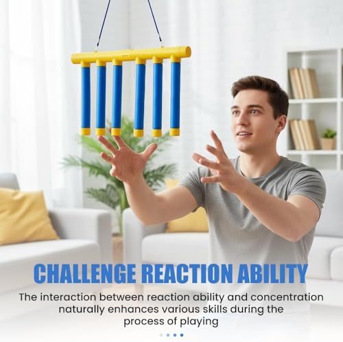 Reflex Sticks Game - Reaction Time Trainer with Adjustable Speed - Yellow