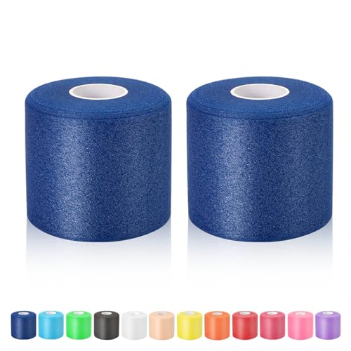 Pre Wrap Athletic Tape - 2.76 In x 30 Yds Foam Underwrap, Dark Blue - 2 Pack