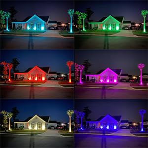 Smiful Color Changing Spotlights Yard Spot Lights Outdoor Timer IP65 Waterproof LED Landscape Lighting Remote Dimmable Memory Pathway House Garden Lawn Christmas Uplights (8 in 1)