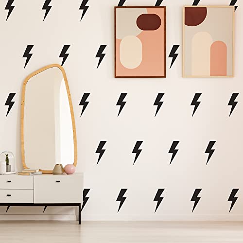 Black Lightning Bolt Wall Decals - 4 Sheets 14x11 in, SHYJSHYJ Variation Black