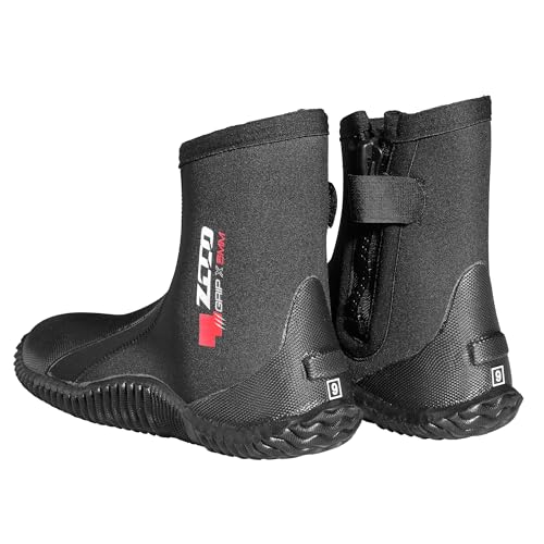 ZCCO 5mm Neoprene Diving Boots Grey Size 10 with Anti-Slip Rubber Sole