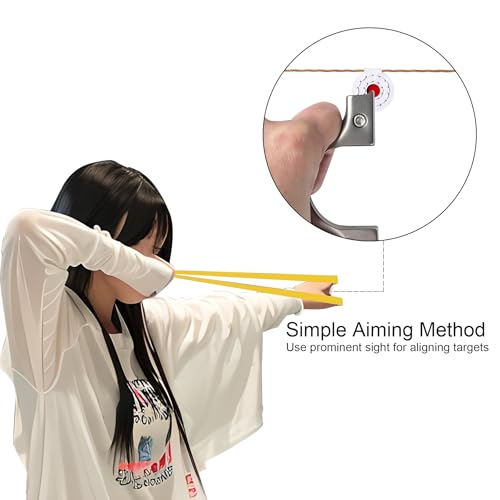 Yellow Stainless Steel Slingshot for Adults - Hunting & Target Practice Kit with 100 Ammo Balls & 10 Bands