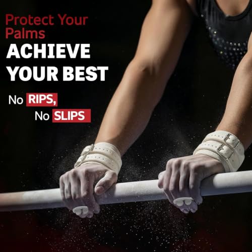 Reisport Women's Double Buckle X-Large Uneven Bar Gymnastics Grip - Durable Leather Hand Support