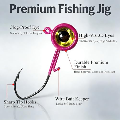 20/40Pcs Crappie Jig Heads for Bass, Perch 1/32-1/8oz