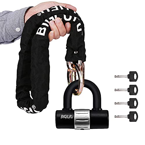 BIGLUFU 4FT Gold Motorcycle Chain Lock Heavy Duty Anti-Theft Bike Lock