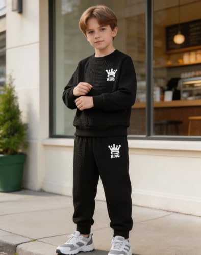 Jolyshlid Boys 6-Piece Knit Outfit Set Gray/Blue/Black 4-5T