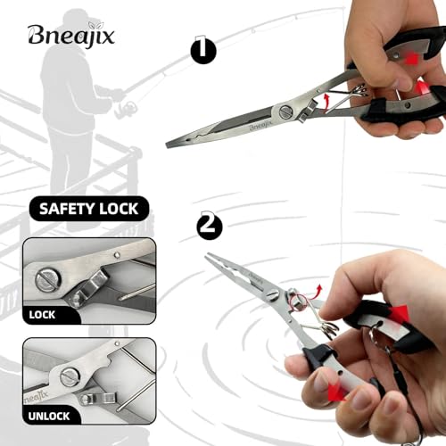 Professional 8.4 Inch Fishing Plier with Safety Lock & Lanyard