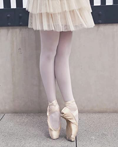 Footed Ballet Tights for Girls - 1 Pair, White, 6-8 Years
