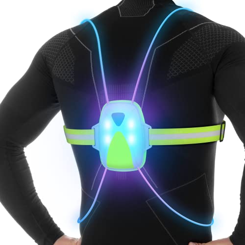 Ni-SHEN Green Reflective Running Vest with Front LED Light for Night Safety
