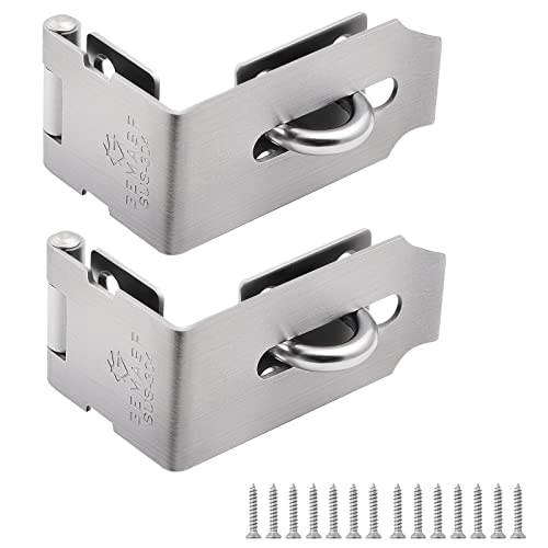 Hasp Latch 2 Pack, 90 Degree Solid 304 Stainless Steel File Cabinet Lock Desk Drawer Lock, Safe Security Padlock Latch Hasp Lock for Personal Privacy, (1.96 inch)