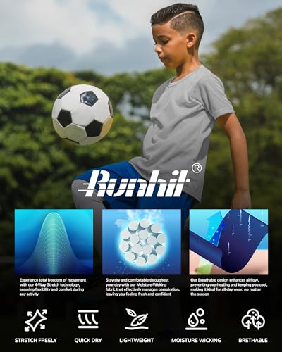 Runhit Boys Compression Shirt Short Sleeve Undershirt - Medium White Youth Quick-Dry Base Layer