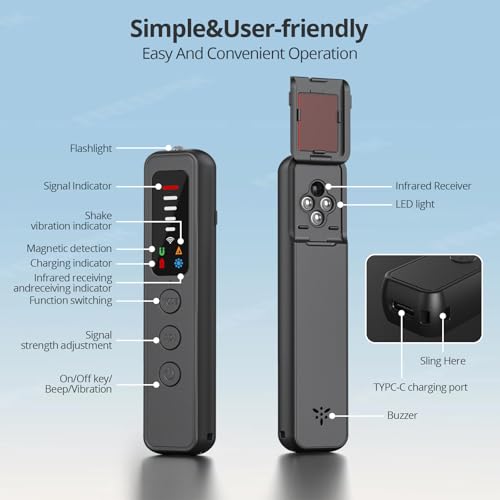 Hidden Camera Detector - AI-Powered Anti-Spy Device, GPS Tracker & Bug Detector, Portable RF Signal Scanner for Hotels, Travel, Home & Office, 5-Level Sensitivity