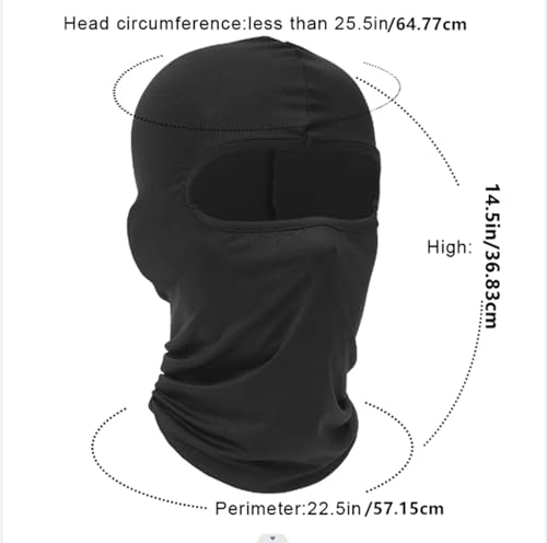 3-Hole Full Face Balaclava Mask - Thin Ski Cap - Black