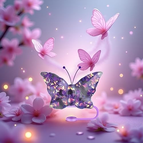 Purple Butterfly Straw Cover Cap for Stanley Cup - Silicone Toppers