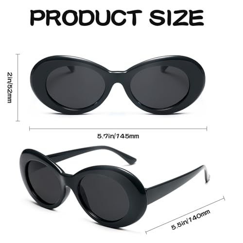 Retro Oval Goggles Sunglasses - Black Polarized Clout Glasses