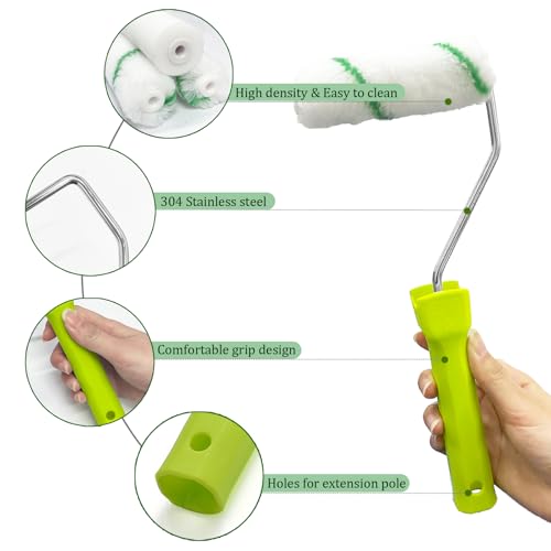 15PCS Foam Paint Roller,Small Paint Roller,4''Paint Roller Kit with High-Density Foam Paint Roller,Paint Frame and Liner,Microfiber Roller,Mini Paint Roller for Painting Corners,Wall,Door