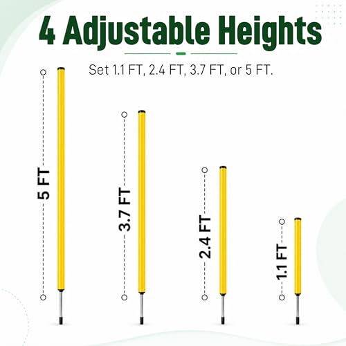 Yellow Adjustable Soccer Agility Poles - 5ft Speed Training Equipment for Football, Basketball, Dogs & Horses