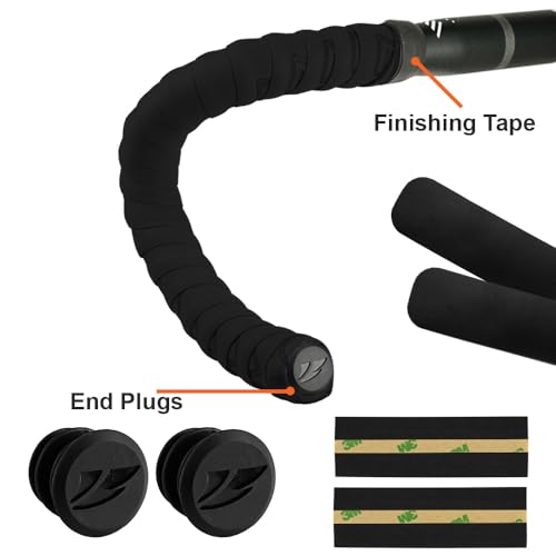 EVA Road Bike Handlebar Tape - Black, Anti-Slip, 2 Rolls