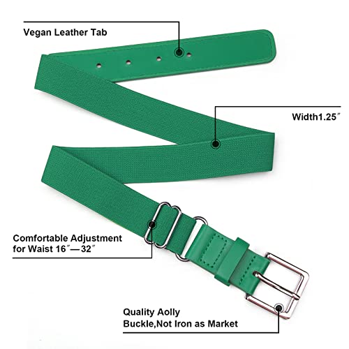 UnFader Youth & Adult Baseball Socks and Belt Set - Medium / Kelly Green (2 Pairs + 1 Belt)