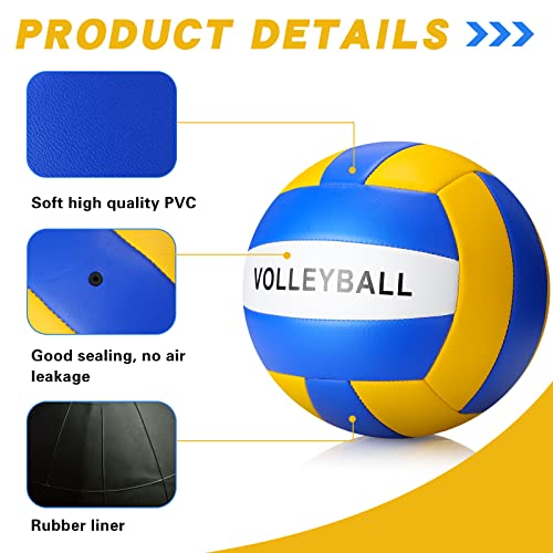 Jerify 4 Pack Official Size 5 Volleyballs for Outdoor & Indoor Play - Blue, Yellow, White