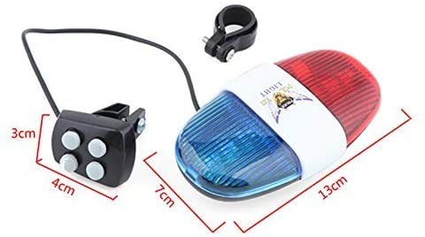 Bike Police LED Horn Light with 4 Siren Sounds & Flashing LEDs for Cycling Safety