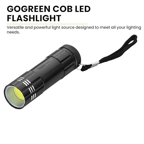 COB LED Flashlight - 9 High-Intensity LEDs, Black