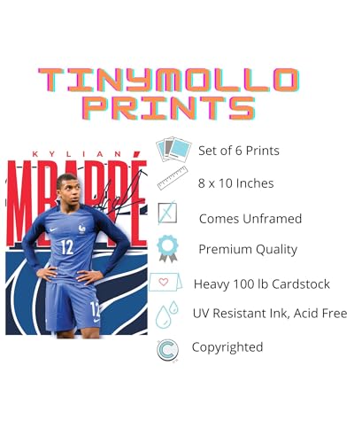Soccer Legends Wall Art Set - 6 Unframed 8x10 Prints for Kids