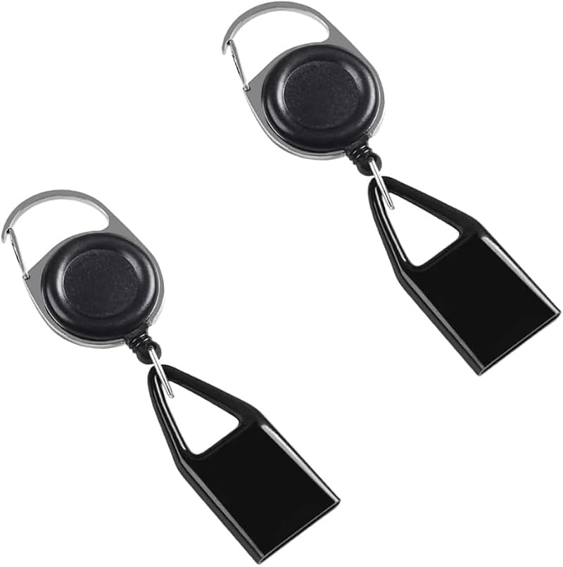 Retractable Lighter Clip Keychain - 2 Pcs Black Belt Leash